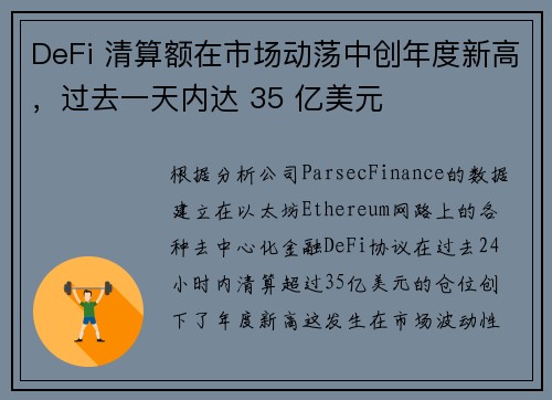 DeFi 清算额在市场动荡中创年度新高，过去一天内达 35 亿美元